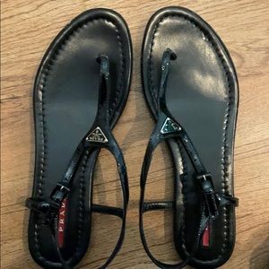 Prada logo thong sandal